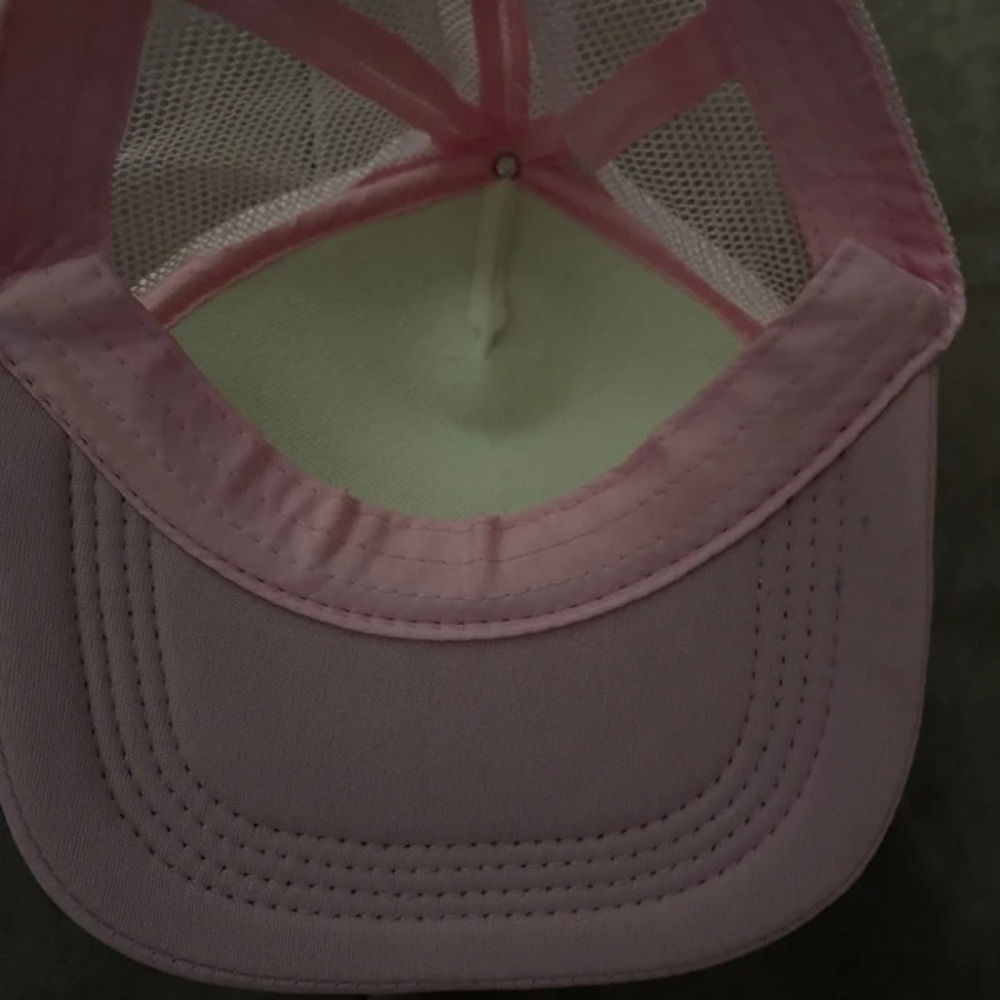 Pink and White Trucker Hat with Bold Black Slogan - Picture 4 of 5
